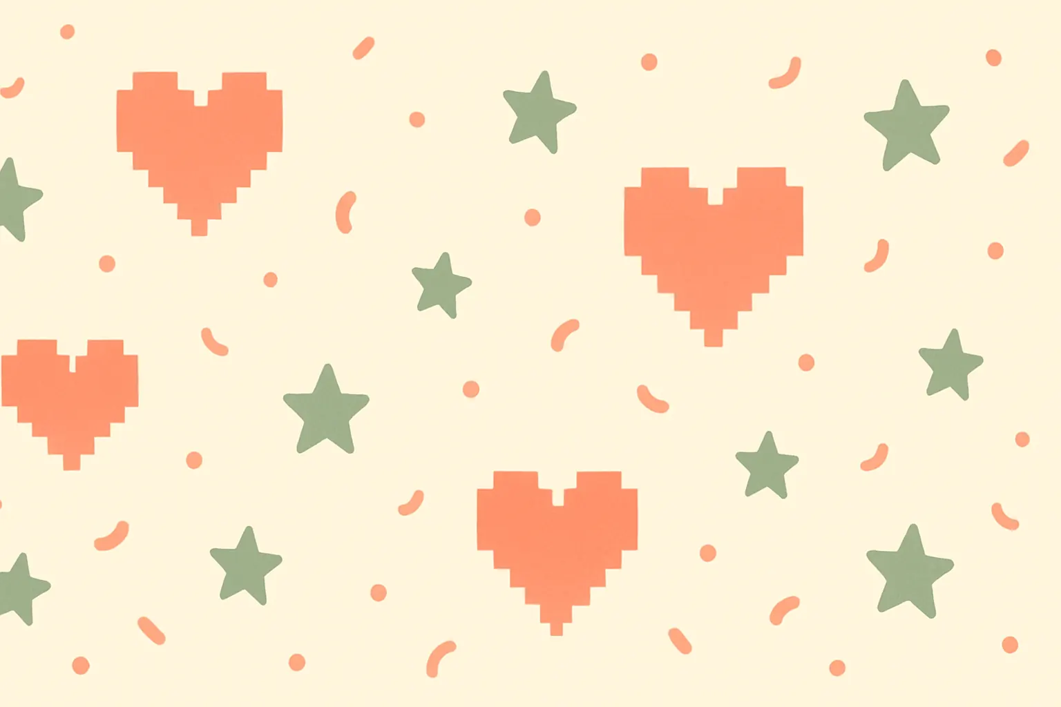 Celebratory pixel confetti on a cream sky